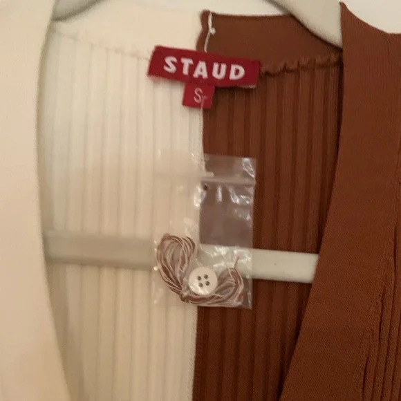 STAUD Two-Tone White and Brown Dress - Picture 5 of 7